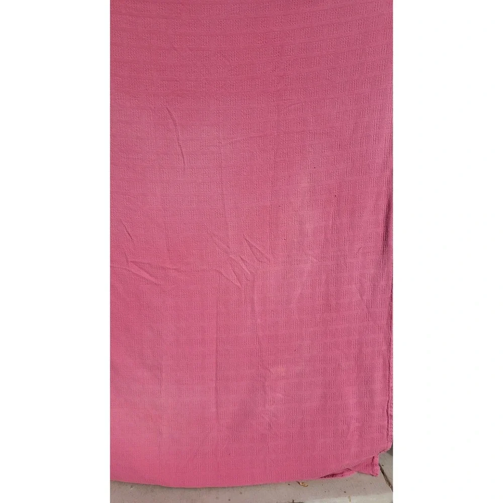 Vintage Maroon Textured Bedspread‎ Coverlet Geometric Full Queen 84x96